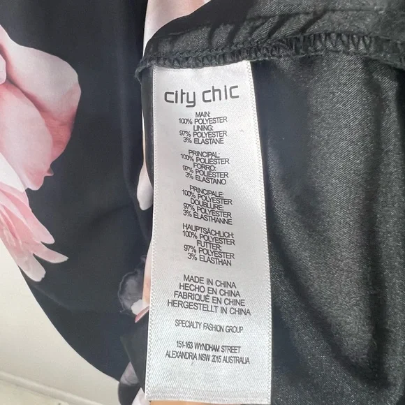 City Chic Cold Shoulder Dress Black Austin Floral Rose Draped Plus Size M 18 - Picture 13 of 15